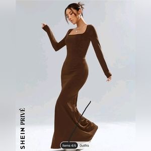 NWOT SHEIN Privé Square Neck Mermaid Bodycon Dress